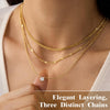 Layered Gold Necklaces for Women with 14K Gold Sterling Silver Plated Dainty Pendant Necklace Set Chunky Stackable Cuban Chain Choker - view 3