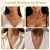 Layered Gold Necklaces for Women with 14K Gold Sterling Silver Plated Dainty Pendant Necklace Set Chunky Stackable Cuban Chain Choker - view 5