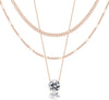 Layered Gold Necklaces for Women with 14K Gold Sterling Silver Plated Dainty Pendant Necklace Set Chunky Stackable Cuban Chain Choker - Rose Gold Cubic Zirconia