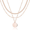 Layered Gold Necklaces for Women with 14K Gold Sterling Silver Plated Dainty Pendant Necklace Set Chunky Stackable Cuban Chain Choker - Rose Gold Mirror Coin