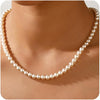 Gold Pearl Necklaces for Women Wedding Bridesmaid Jewelry Gifts with 14K Gold Plated Dainty Necklace Daisy Round Pearl Choker Necklace Layered Pearl - main view