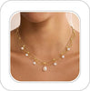 Gold Pearl Necklaces for Women Wedding Bridesmaid Jewelry Gifts with 14K Gold Plated Dainty Necklace Daisy Round Pearl Choker Necklace Layered Pearl - Gold-Pearl Choker