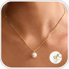 Gold Pearl Necklaces for Women Wedding Bridesmaid Jewelry Gifts with 14K Gold Plated Dainty Necklace Daisy Round Pearl Choker Necklace Layered Pearl - Gold-Round Pearl