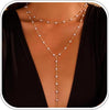 Gold Pearl Necklaces for Women Wedding Bridesmaid Jewelry Gifts with 14K Gold Plated Dainty Necklace Daisy Round Pearl Choker Necklace Layered Pearl - Gold-Layered Y-shaped Pearl
