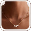 Gold Pearl Necklaces for Women Wedding Bridesmaid Jewelry Gifts with 14K Gold Plated Dainty Necklace Daisy Round Pearl Choker Necklace Layered Pearl - Gold-Three Pearl