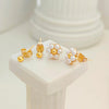 Pearl Earrings 14k Gold Plated Daisy Flower Stud Earrings for Women Ball Stud Flat Back Earring Statement Earring Trendy Jewelry Gift for Women - view 5