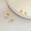 Pearl Earrings 14k Gold Plated Daisy Flower Stud Earrings for Women Ball Stud Flat Back Earring Statement Earring Trendy Jewelry Gift for Women - view 7