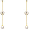 Pearl Earrings 14k Gold Plated Daisy Flower Stud Earrings for Women Ball Stud Flat Back Earring Statement Earring Trendy Jewelry Gift for Women - Gold-Dangle Pearl Flower