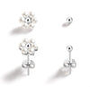 Pearl Earrings 14k Gold Plated Daisy Flower Stud Earrings for Women Ball Stud Flat Back Earring Statement Earring Trendy Jewelry Gift for Women - Silver-Pearl Ball