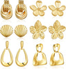 Chunky Gold Earrings For Women Trendy Statement Gold Plated Flower Shell Knot Dangle Earrings Lightweight Fashion Jewelry Set - main view