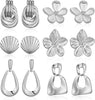 Chunky Gold Earrings For Women Trendy Statement Gold Plated Flower Shell Knot Dangle Earrings Lightweight Fashion Jewelry Set - Silver