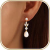 Pearl Earrings for Women, 14k Gold Plated Trendy Diamond Pearl Drop Earrings Bridal Shower Gifts Wedding jewelry for Women - main view