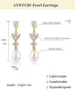 Pearl Earrings for Women, 14k Gold Plated Trendy Diamond Pearl Drop Earrings Bridal Shower Gifts Wedding jewelry for Women - view 6