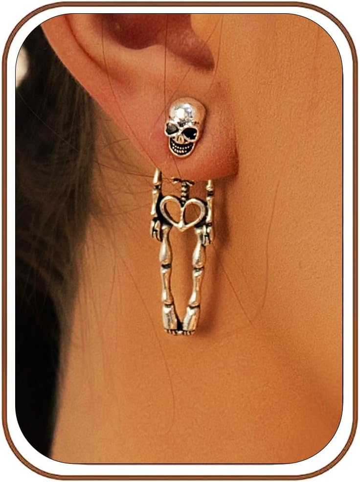 Earrings Skeleton Skull Dangle Boo Ghost Witch Tassel Terror Knife Earrings - main view