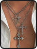 Silver Layered Cross Necklace Set For Women, 4Pcs Pearl Rosary Choker Chunky Christian Pendant Vintage Long Y Gold Necklace Stack Religious Statement - Youthful-Silver