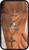 Silver Layered Cross Necklace Set For Women, 4Pcs Pearl Rosary Choker Chunky Christian Pendant Vintage Long Y Gold Necklace Stack Religious Statement - Twinkling-Silver