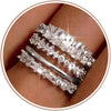 Gold Stackable Rings for Women Engagement Wedding Bands - Sparkly-Silver 9