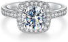 Halo Moissanite Promise Rings for Her, 1.5CT Round Cut - main view