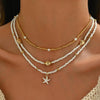 Shell Starfish Necklace for Women Boho Jewelry with Gold Plated Layered Charm Necklace Boho Bead Strands Adjustable Fit Pearl Shell Starfish Charms - view 3