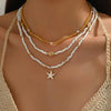 Shell Starfish Necklace for Women Boho Jewelry with Gold Plated Layered Charm Necklace Boho Bead Strands Adjustable Fit Pearl Shell Starfish Charms - view 4