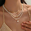 Shell Starfish Necklace for Women Boho Jewelry with Gold Plated Layered Charm Necklace Boho Bead Strands Adjustable Fit Pearl Shell Starfish Charms - view 5