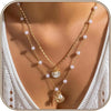 Shell Starfish Necklace for Women Boho Jewelry with Gold Plated Layered Charm Necklace Boho Bead Strands Adjustable Fit Pearl Shell Starfish Charms - Gold Plated-2