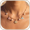Shell Starfish Necklace for Women Boho Jewelry with Gold Plated Layered Charm Necklace Boho Bead Strands Adjustable Fit Pearl Shell Starfish Charms - Colorful