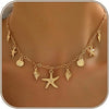 Shell Starfish Necklace for Women Boho Jewelry with Gold Plated Layered Charm Necklace Boho Bead Strands Adjustable Fit Pearl Shell Starfish Charms - Gold Plated-6