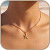 Shell Starfish Necklace for Women Boho Jewelry with Gold Plated Layered Charm Necklace Boho Bead Strands Adjustable Fit Pearl Shell Starfish Charms - Gold Plated-4