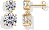 14K Gold Plated CZ Dangle Earrings for Women, Long Bridal Earrings - main view