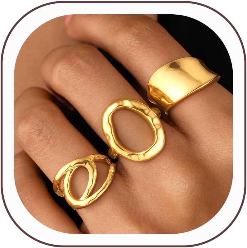 Chunky Gold Rings for Women Stackable Statement Ring - main view