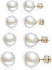 4 Pairs Pearl Stud Earrings Sterling Silver Earring Set - main view