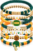 Game Day Bracelet Football Charm Beaded Stretch Bracelet Sports Jewelry for Football Mom Dad Coach Fans Gifts - Yellow Green