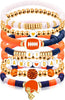 Game Day Bracelet Football Charm Beaded Stretch Bracelet Sports Jewelry for Football Mom Dad Coach Fans Gifts - Orange Blue