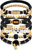 Game Day Bracelet Football Charm Beaded Stretch Bracelet Sports Jewelry for Football Mom Dad Coach Fans Gifts - Black