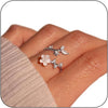 Gold Rings for Women Birthstone Adjustable Flower Jewelry - Silver 04: Crystal