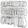 18 Pairs Gold Hoop Earrings for Women, Chunky Statement Hoops Set - Silver-A-18 pairs