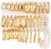 18 Pairs Gold Hoop Earrings for Women, Chunky Statement Hoops Set - Gold-D-18 Pairs