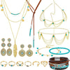 15 Pieces Gold Bohemian Jewelry Set for Women Turquoise Jewelry Set - Dark Gold