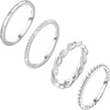 Sterling Silver Ring for Women, 4PCS Thin Stackable Rings Cubic Zirconia Thumb Ring Set Engagement Statement Wedding Bands for Women Size 5-10 - main view