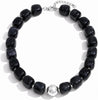 Colorful Chunky Beaded Necklace for Women with Acrylic Statement Choker Large Beaded Necklace Square Acrylic Beads 18K Gold Plated Ball Pendant - Black Silver