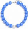Colorful Chunky Beaded Necklace for Women with Acrylic Statement Choker Large Beaded Necklace Square Acrylic Beads 18K Gold Plated Ball Pendant - Blue Silver