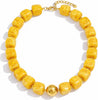 Colorful Chunky Beaded Necklace for Women with Acrylic Statement Choker Large Beaded Necklace Square Acrylic Beads 18K Gold Plated Ball Pendant - Yellow