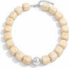Colorful Chunky Beaded Necklace for Women with Acrylic Statement Choker Large Beaded Necklace Square Acrylic Beads 18K Gold Plated Ball Pendant - Ivory White Silver