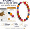Colorful Chunky Beaded Necklace for Women with Acrylic Statement Choker Large Beaded Necklace Square Acrylic Beads 18K Gold Plated Ball Pendant - view 3