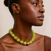 Colorful Chunky Beaded Necklace for Women with Acrylic Statement Choker Large Beaded Necklace Square Acrylic Beads 18K Gold Plated Ball Pendant - view 4