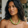 Colorful Chunky Beaded Necklace for Women with Acrylic Statement Choker Large Beaded Necklace Square Acrylic Beads 18K Gold Plated Ball Pendant - view 5