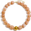 Colorful Chunky Beaded Necklace for Women with Acrylic Statement Choker Large Beaded Necklace Square Acrylic Beads 18K Gold Plated Ball Pendant - Beige