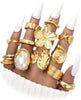 12 PCS Chunky Gold Plated Rings for Women Statement Flower Ring Set - main view