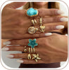 12 PCS Chunky Gold Plated Rings for Women Statement Flower Ring Set - gold-vine 4